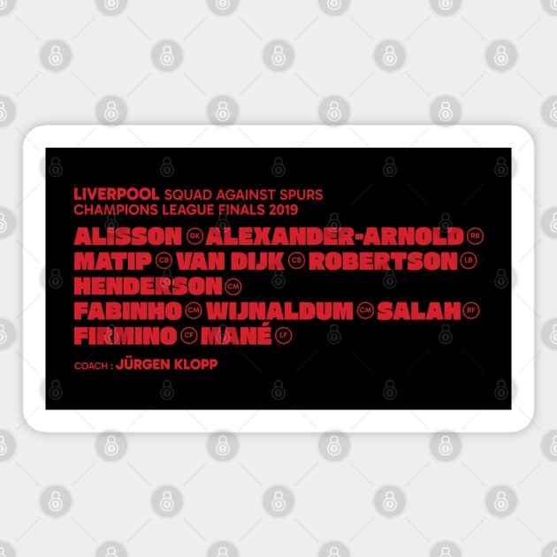 Liverpool Squad Final Champions 2019 Magnet by kindacoolbutnotreally